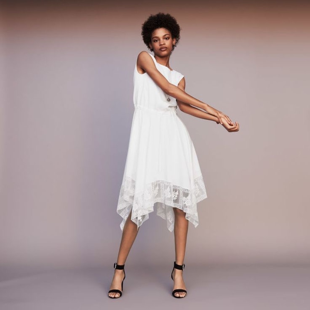Maje Rushane Women's White Robe Imprimee Dress NWT